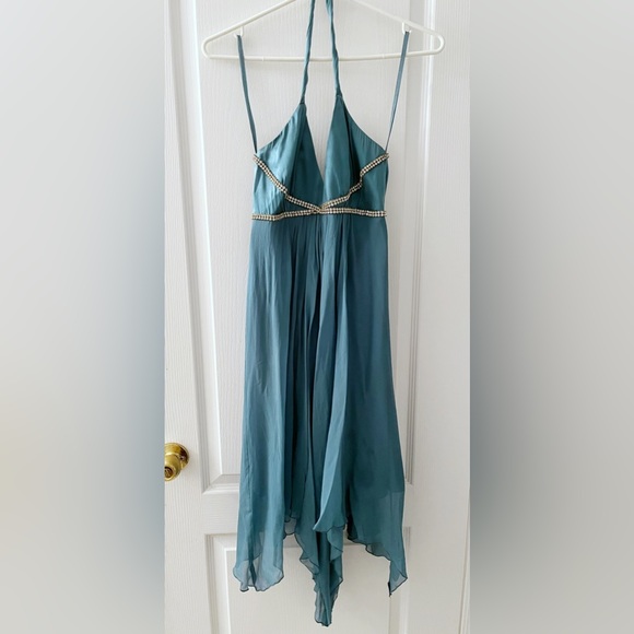 Haylie and Zoe Turquoise Halter Dress - Picture 1 of 6